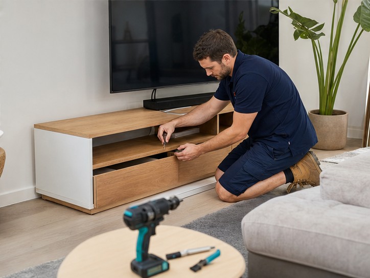 TV and entertainment units assembled by a FAB Transport technician